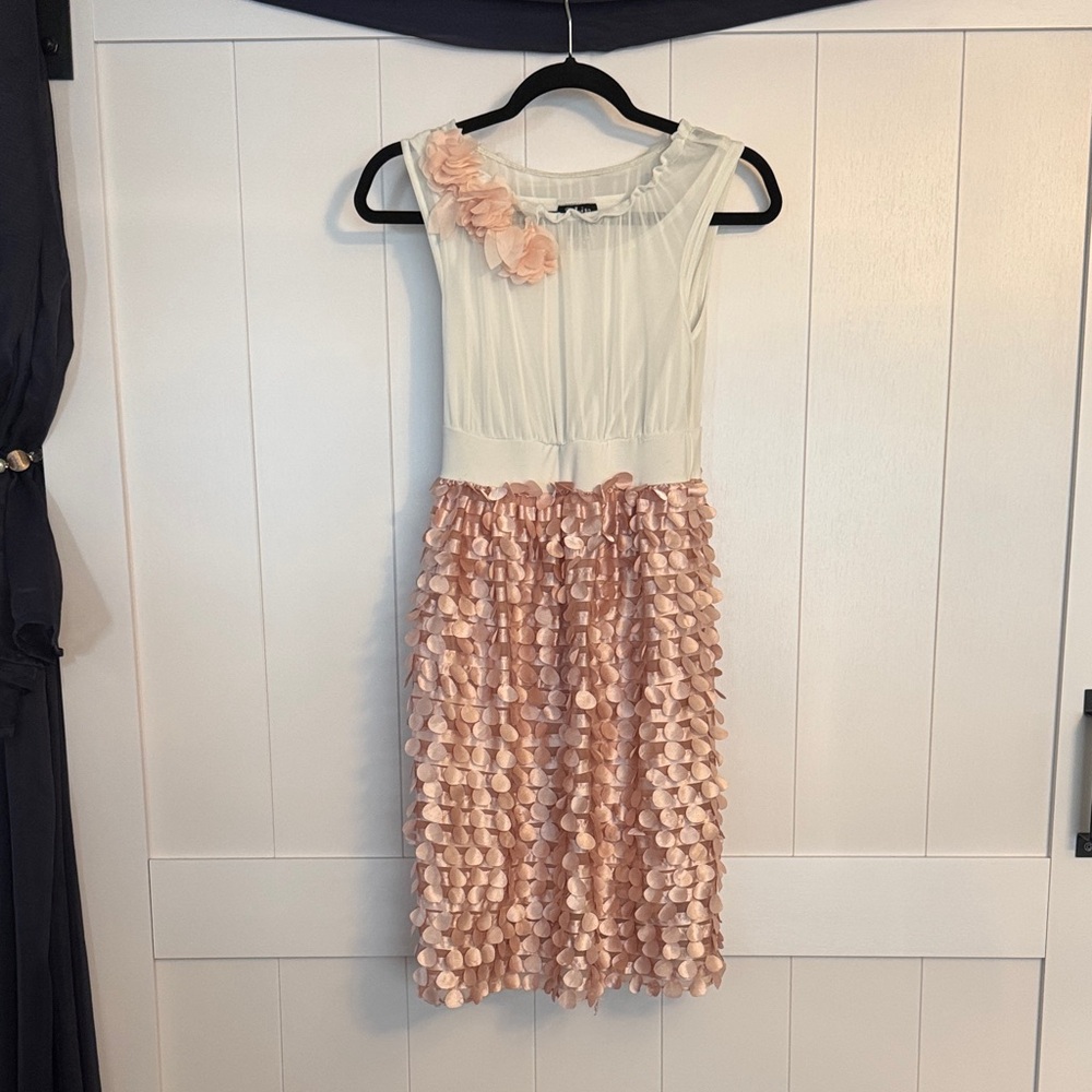 Girls White and Baby Pink Sleeveless Dress
